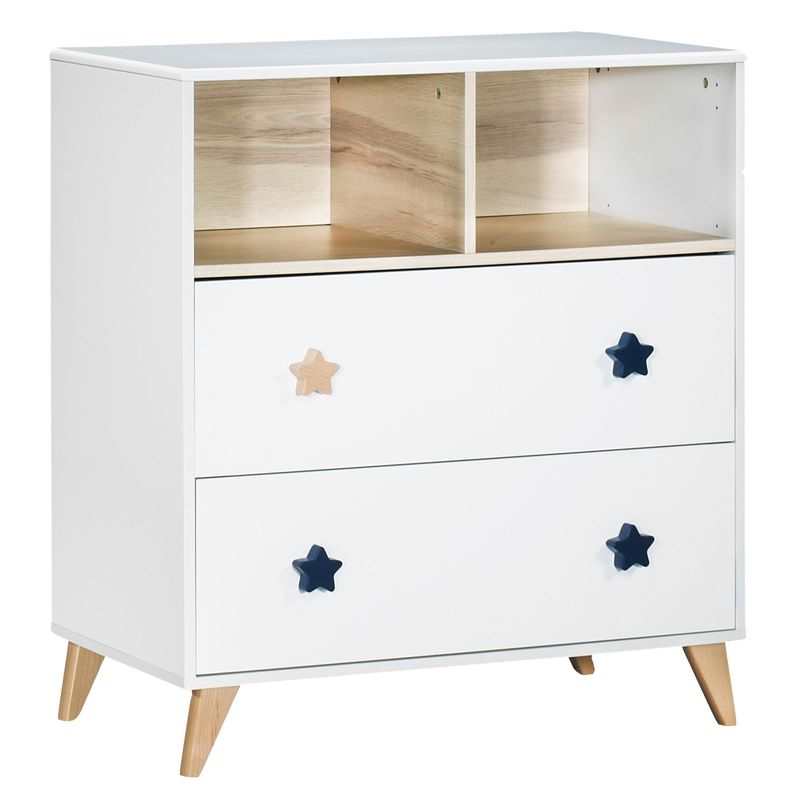 Commode 2 tiroirs 2 niches Oslo boutons étoiles