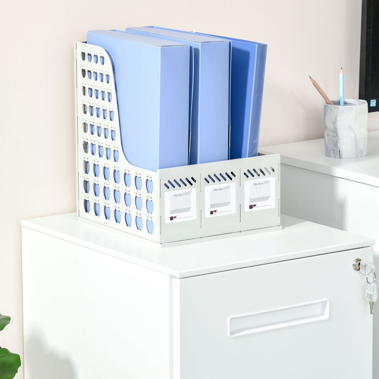 Vinsetto Rollcontainer Aktenschrank mit 2 Schubladen Abschließbarer Rollschrank