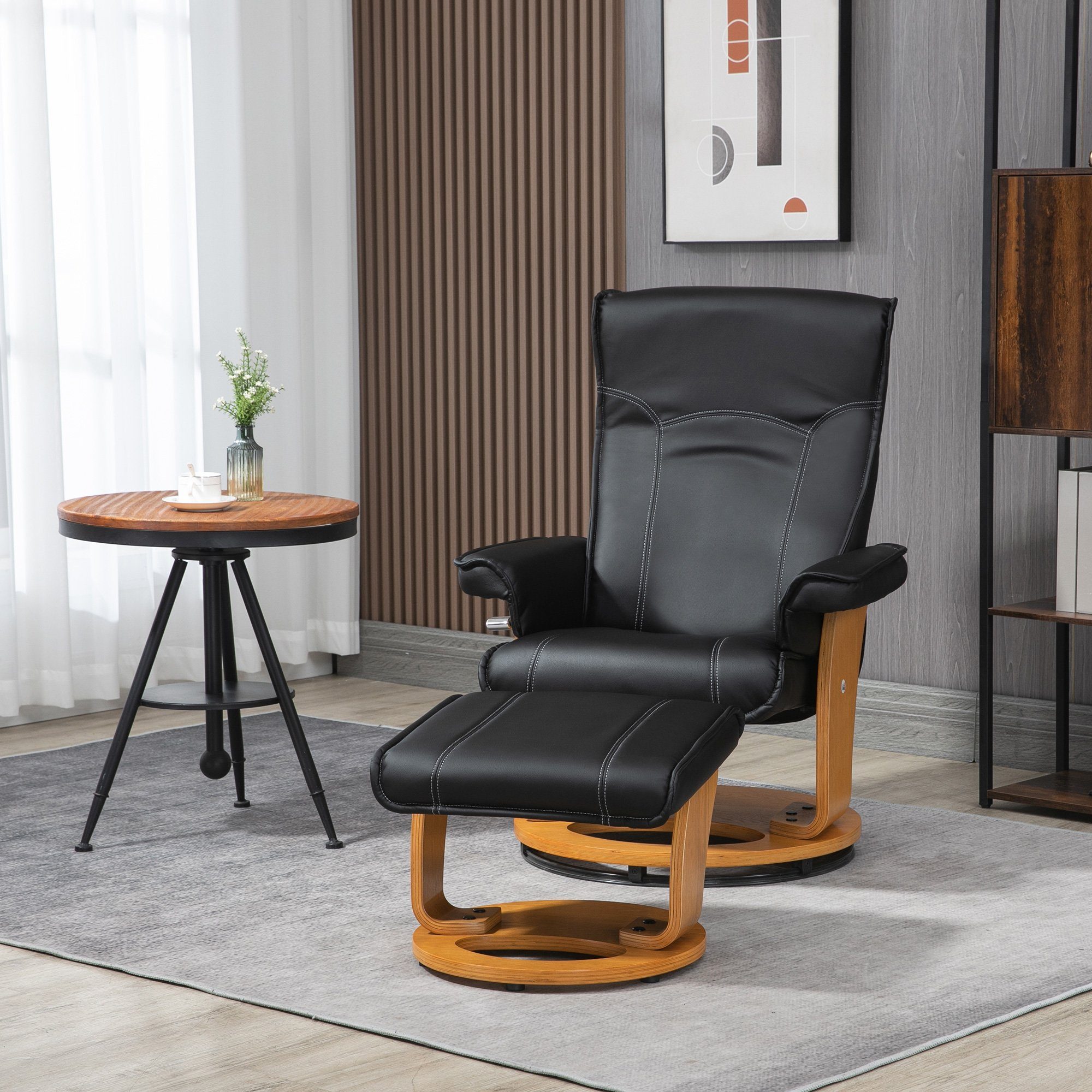 HOMCOM Polsterstuhl Ruhesessel mit Liegefunktion (Drehbarer TV-Sessel, 2 St), BxLxH: 77x76x105 cm