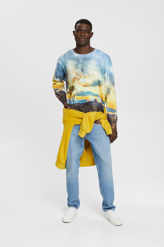 Pullover mit digitalem Allover-Landschafts-Print