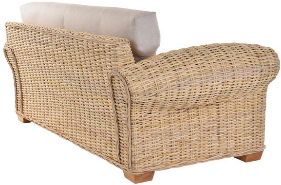 Krines Home Loungesofa Rattansofa Lounge Liegesofa Wohnzimmer Couch Rattan Sofa mit Polster