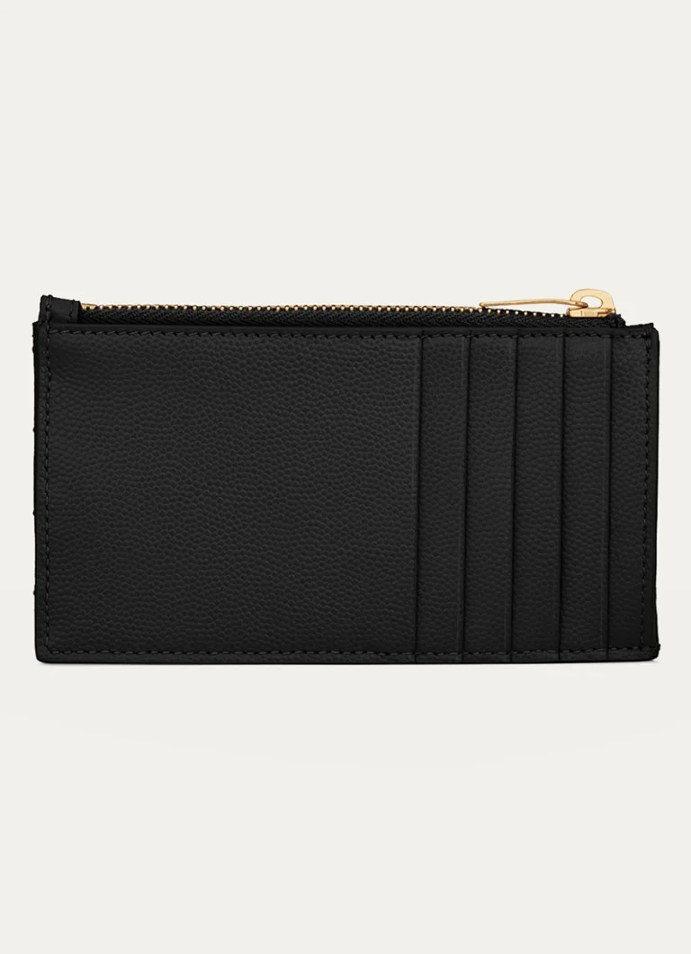 Suport card Saint Laurent Cassandre Zip Fragments din piele de vițel.