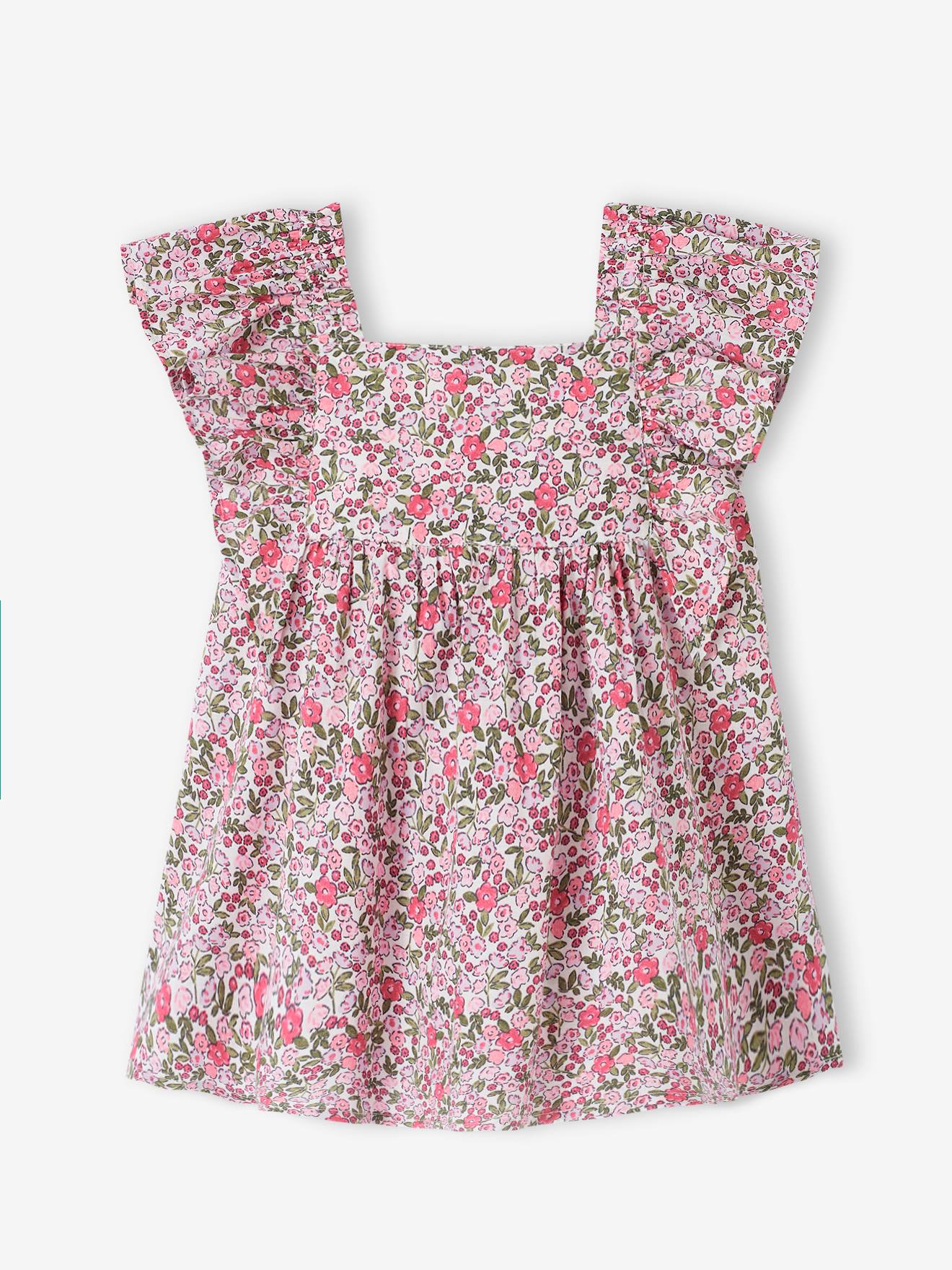 Vertbaudet Baby Volantkleid - rosa kariert