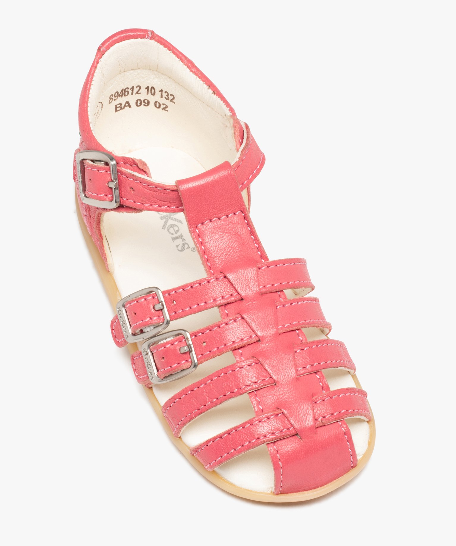 Sandales bébé fille en cuir uni avec brides à boucle - Ki... rose | GEMO