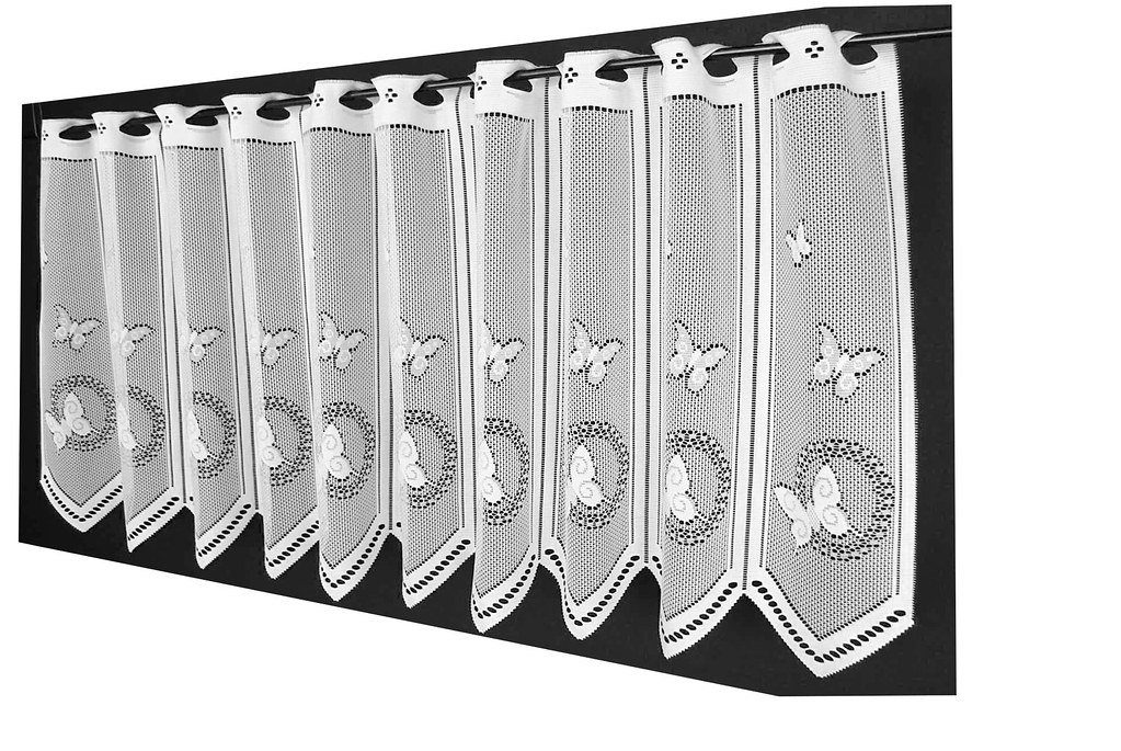 Scheibengardine nach Maß Schmetterlinge, Gardinen Kranzusch, Stangendurchzug (1 St), transparent, Kurzgardine, Stablöcher, transparent, verschiedene Höhen und Breiten