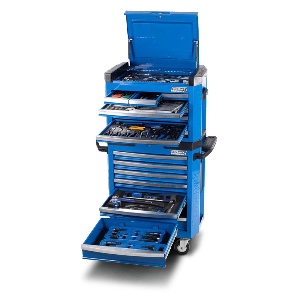 Conjunto de ferramentas KINCROME Contour TFL, 242 peças, 15 gavetas, com carrinho, azul P1805