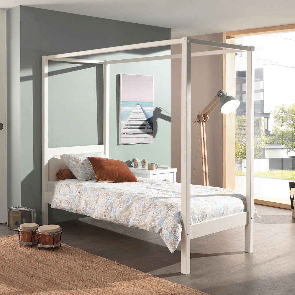 Kindermöbel 24 Himmelbett Alysa inkl. Lattenrost + Himmelgestänge