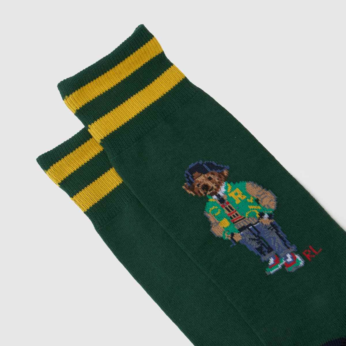 db-os zöld, többszínű, örökzöld mackós zokni Polo Ralph Lauren