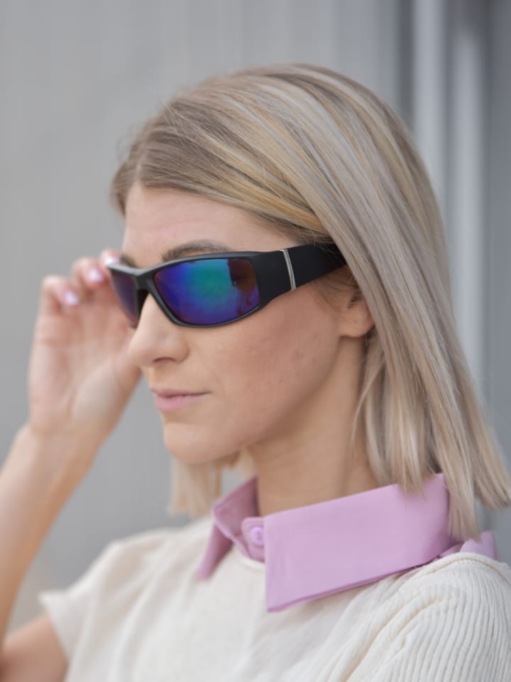 styleBREAKER Sport Sonnenbrille in Schwarz / Gelb-Hellblau verspiegelt günstig kaufen onesize