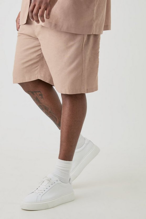 Plus Leinen-Shorts mit elastischem Bund