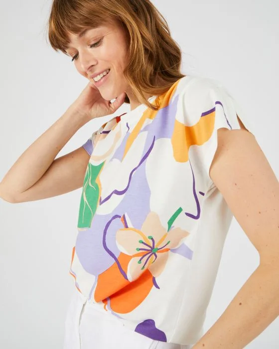 Tee-shirt col bateau uni et imprimé Climatyl