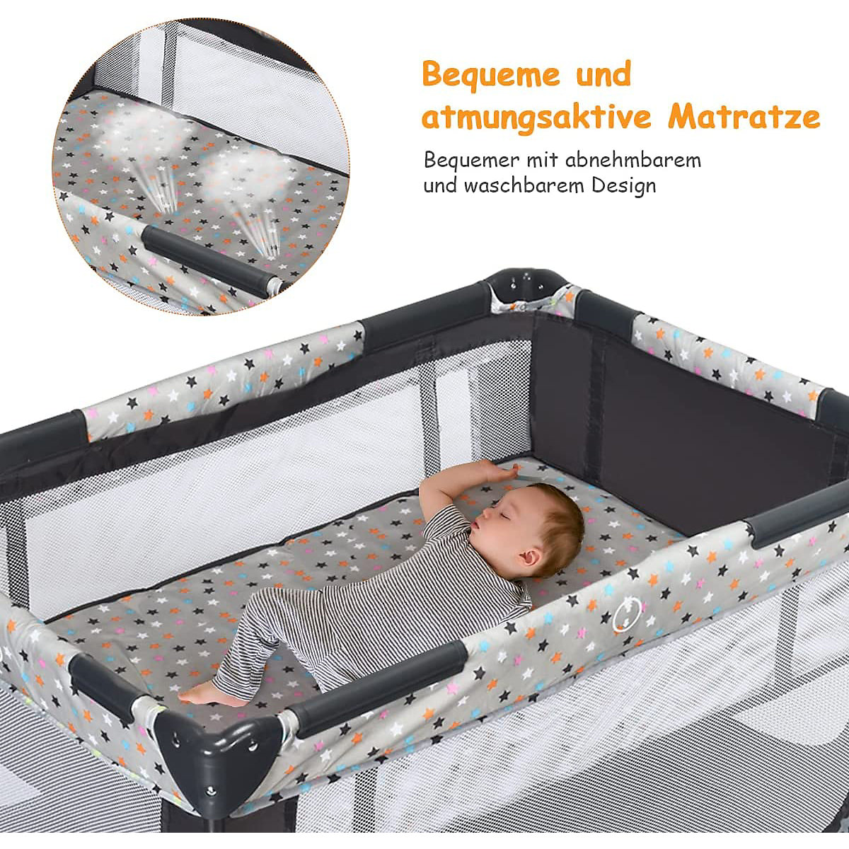 Reisebett mit Matratze 120x60cm