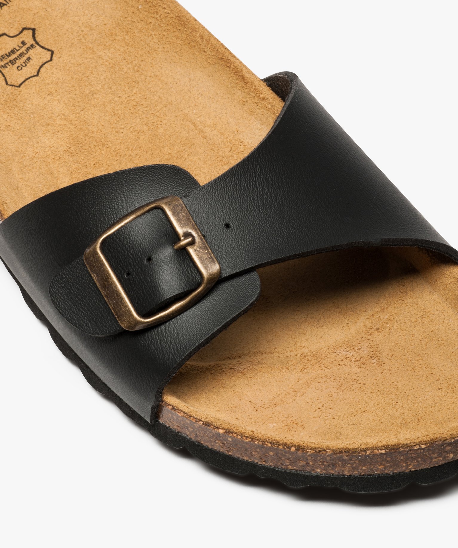 Sandales homme avec large bride à boucle noir | GEMO