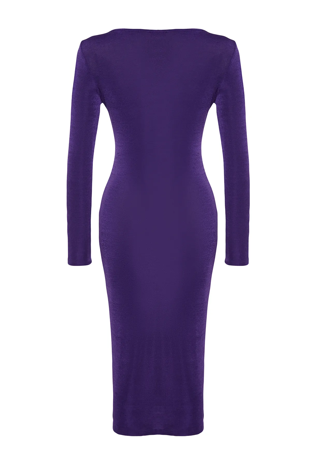 Trendyol Collection  Lila figurbetontes, gestricktes, elegantes Abendkleid mit Fensterausschnitt und Ausschnitten TPRAW24EL00061