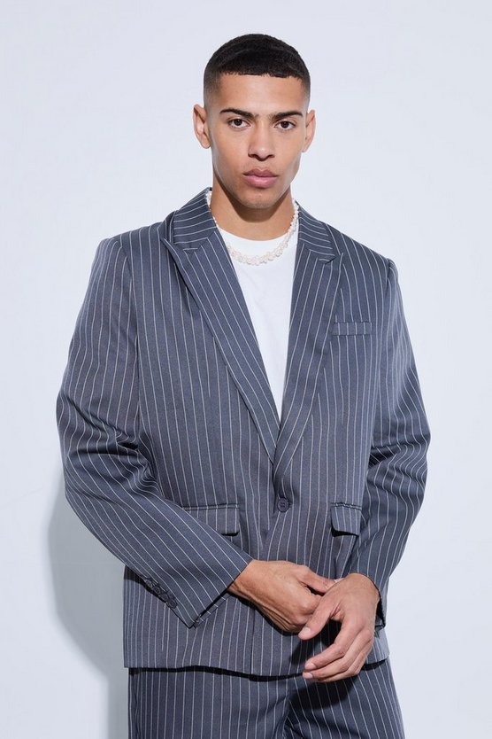 Oversize Anzugjacke mit Nadelstreifen