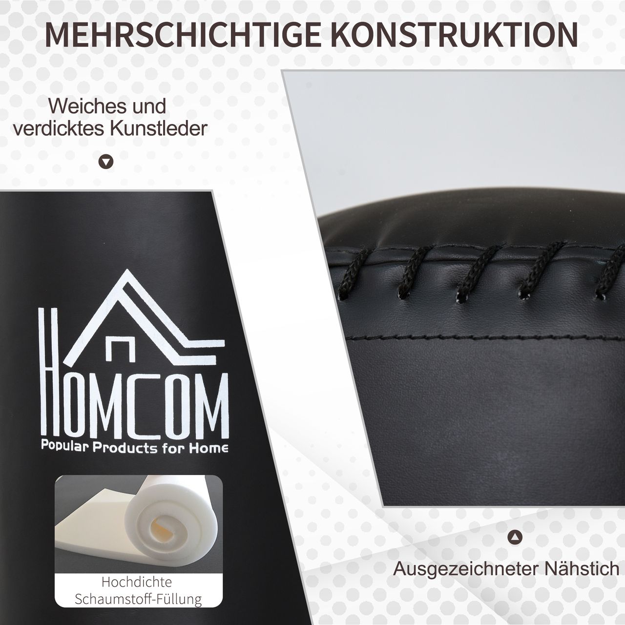 HOMCOM Boxsack Punching-Sack 170 cm Freistehende Erwachsene Boxen Training Anfänger & Profis Schwarz