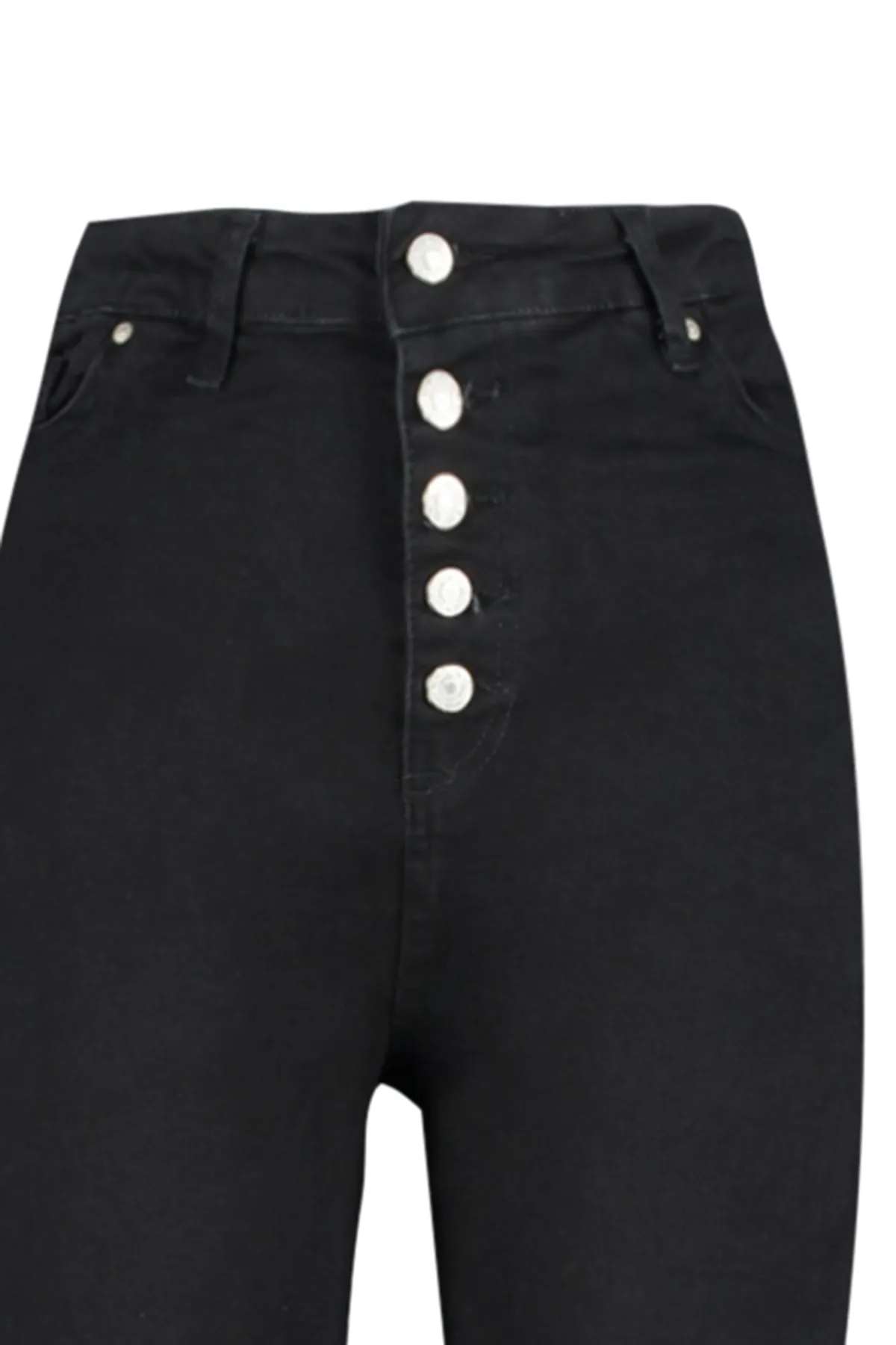 Trendyol Curve  Schwarze Skinny-Jeans mit hoher Taille und Knopfleiste vorne TBSSS22JE0373