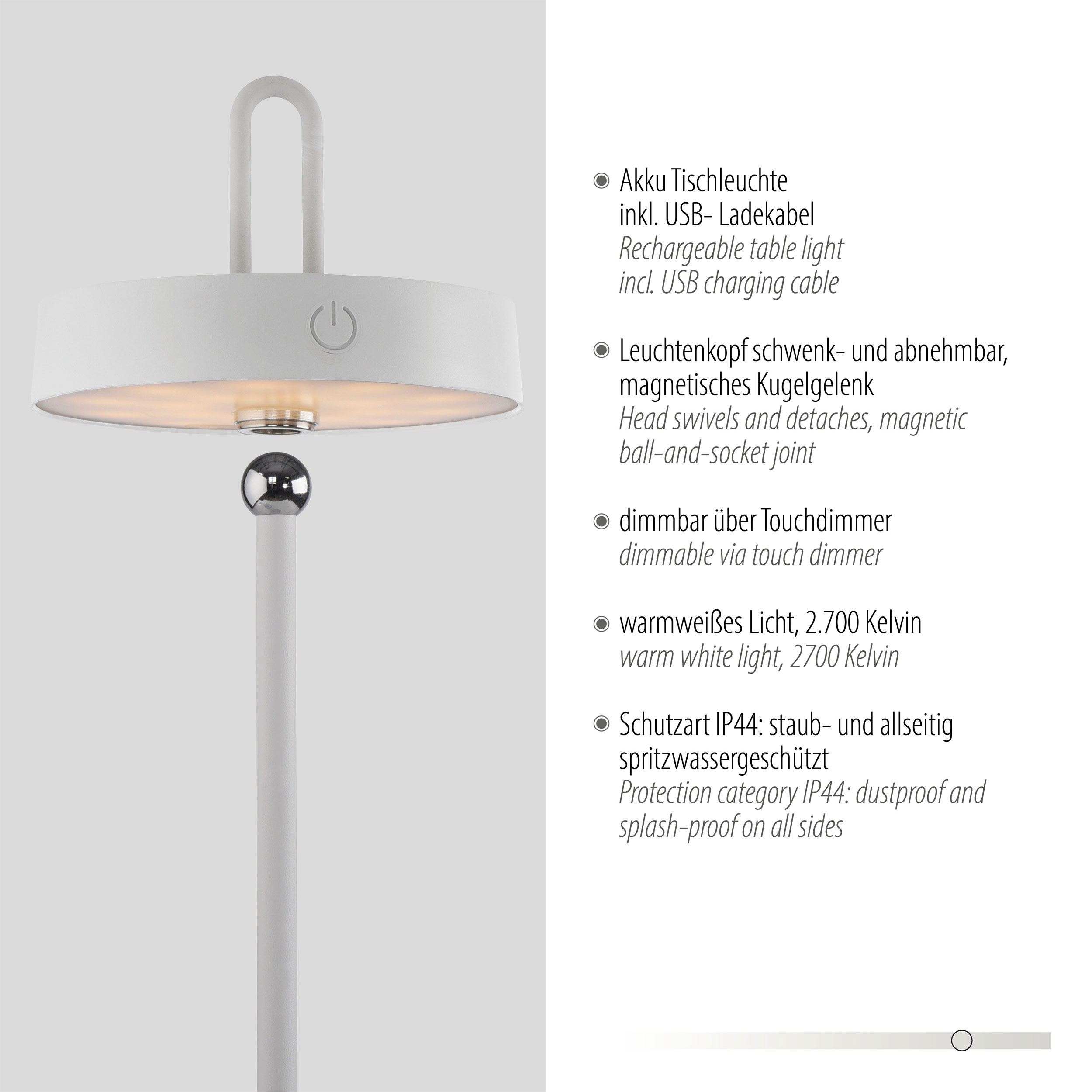 JUST LIGHT.LED-Akku-Tischleuchte 1flg