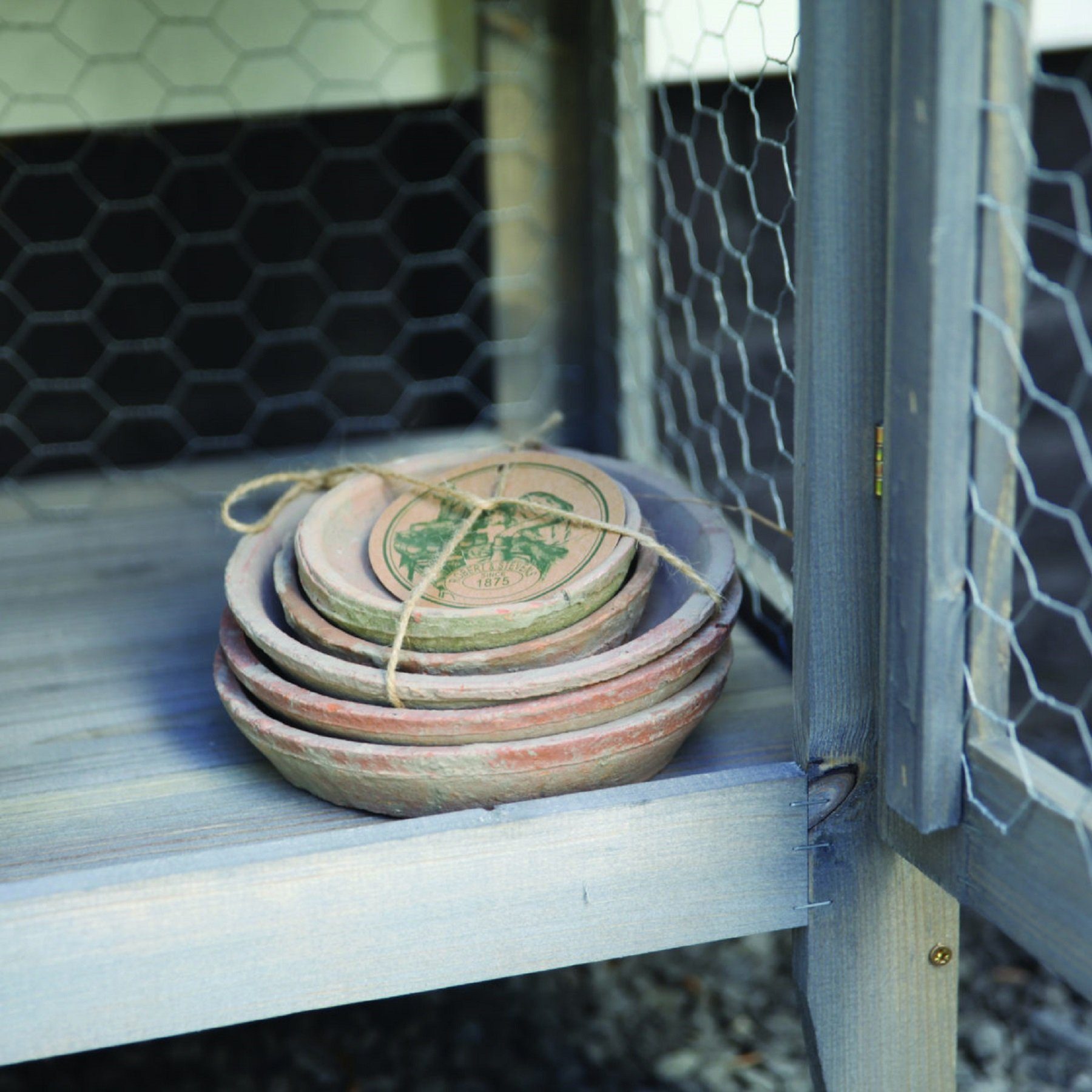 esschert design Übertopf 3er Satz Set Untersetzer rund Aged Terracotta Blumen Pflanzen Esschert Design