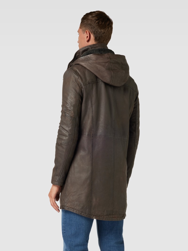 Parka aus Leder Modell 'KASSIO' in dunkelbraun
