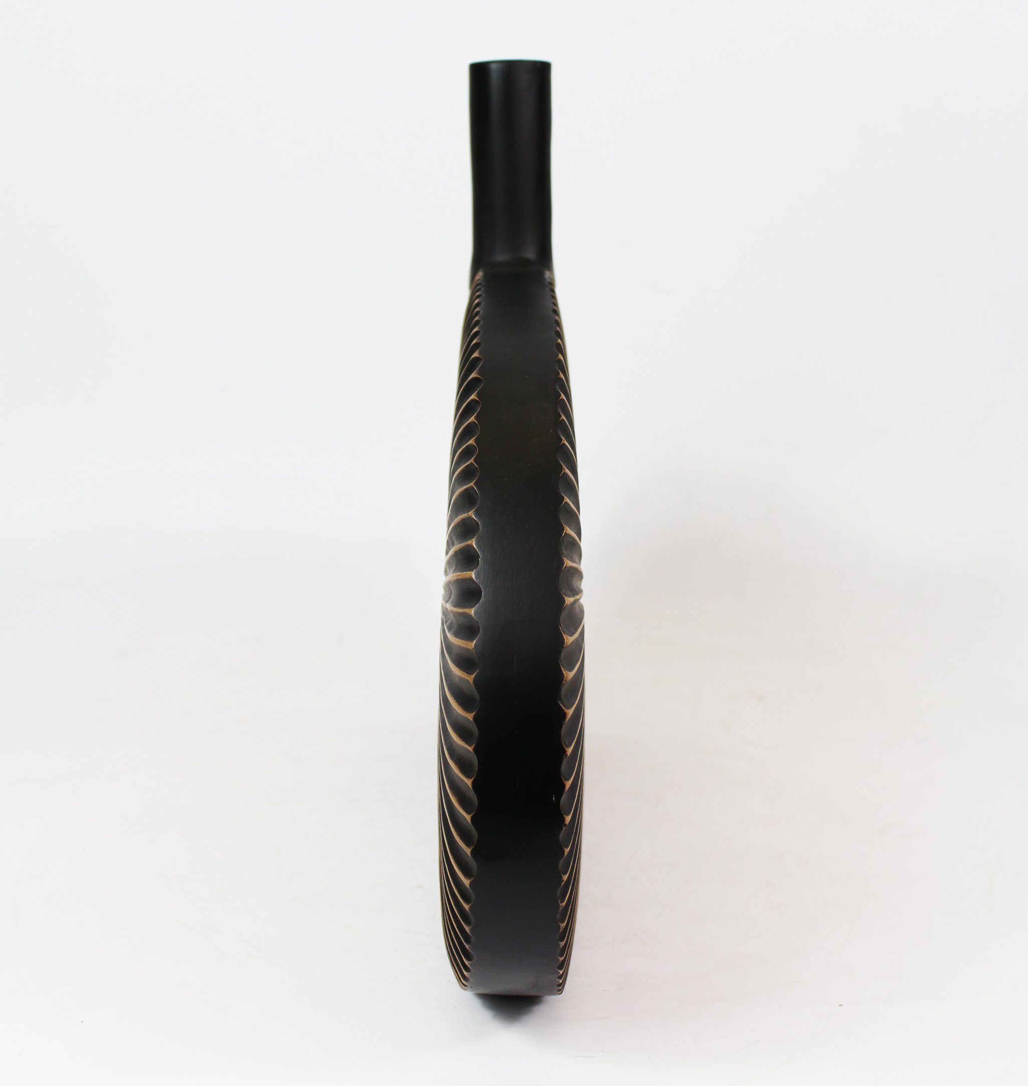 Arnusa Dekovase Blumenvase moderne Vase geriffelt Braun Dekoration, große Tischvase mit Filzgleiter