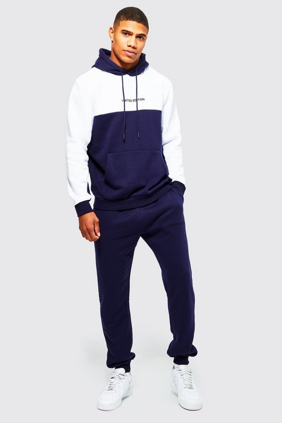 Official Colorblock Trainingsanzug mit Kapuze und Streifen