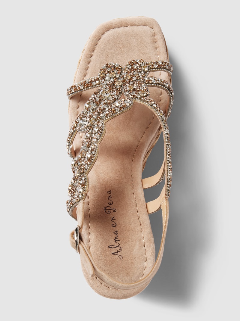 Wedges mit Ziersteinbesatz in beige