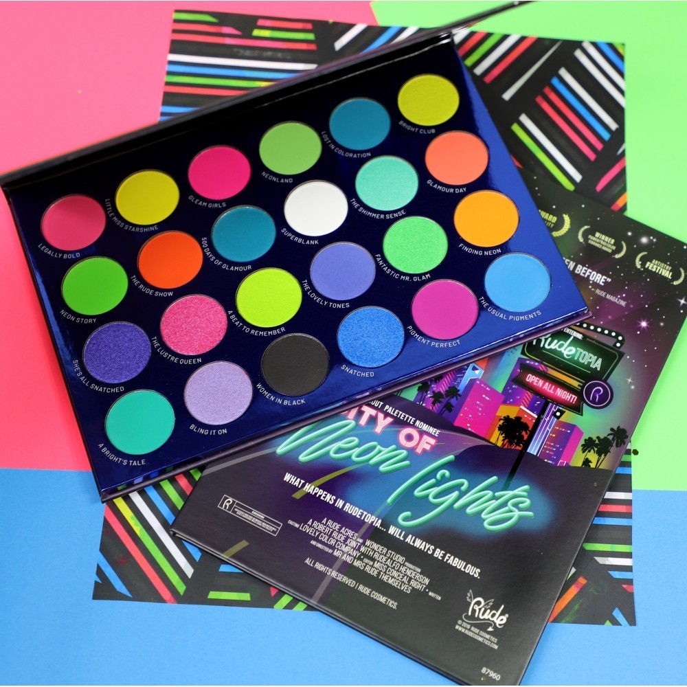 Rude Cosmetics City of Neon Lights 24 Vibrant Pigment & Eyeshadow acu ēnas