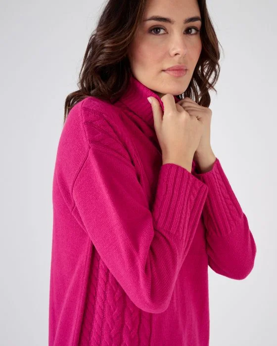 Pull col roulé à torsades