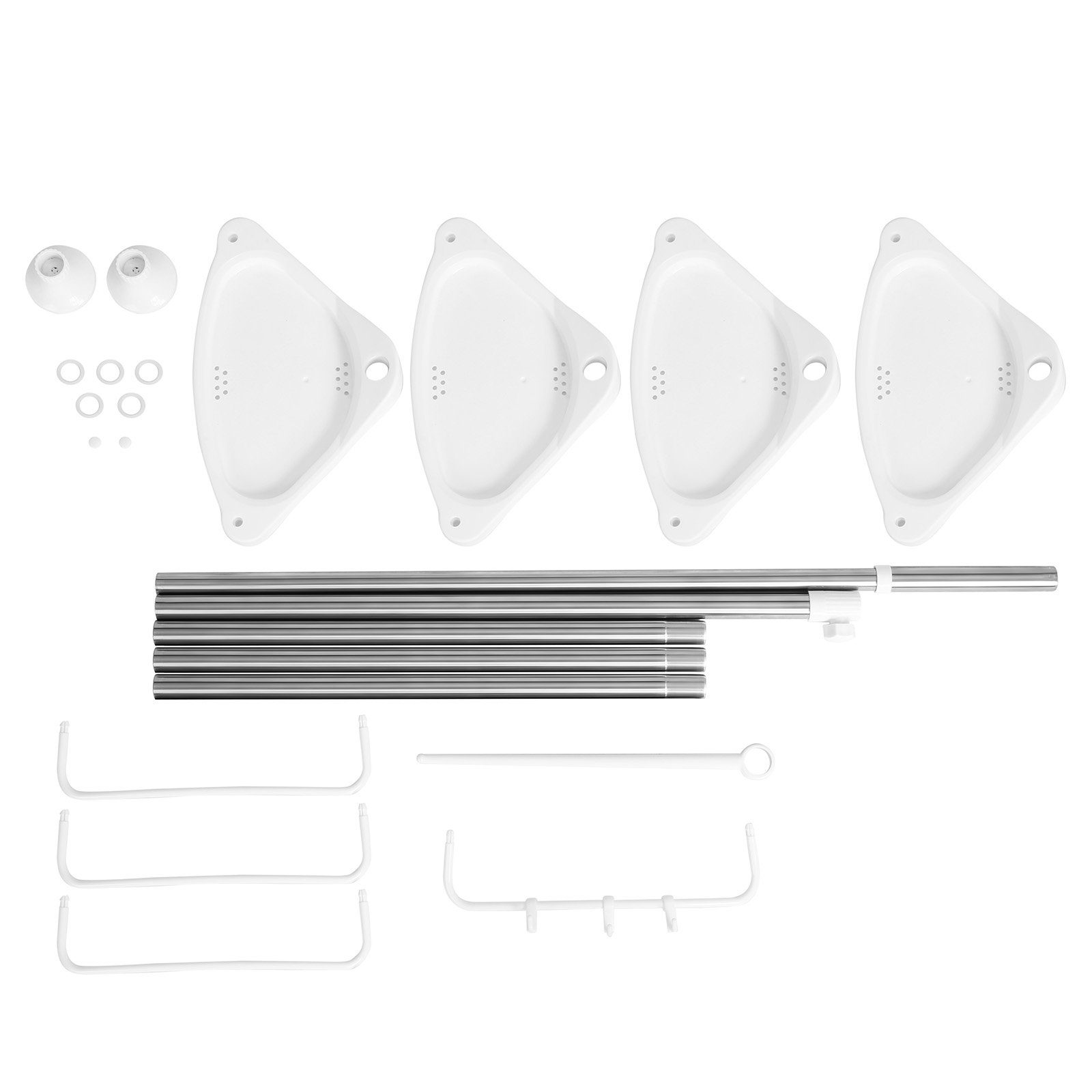 SONGMICS Badregal Duschregal, 95-300 cm, 4 Ablagen, 3 Haken, Eckregal