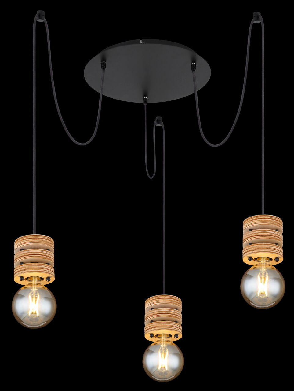 Globo Lighting - ANGELINE - Hängeleuchte Metall schwarz matt, 3x E27