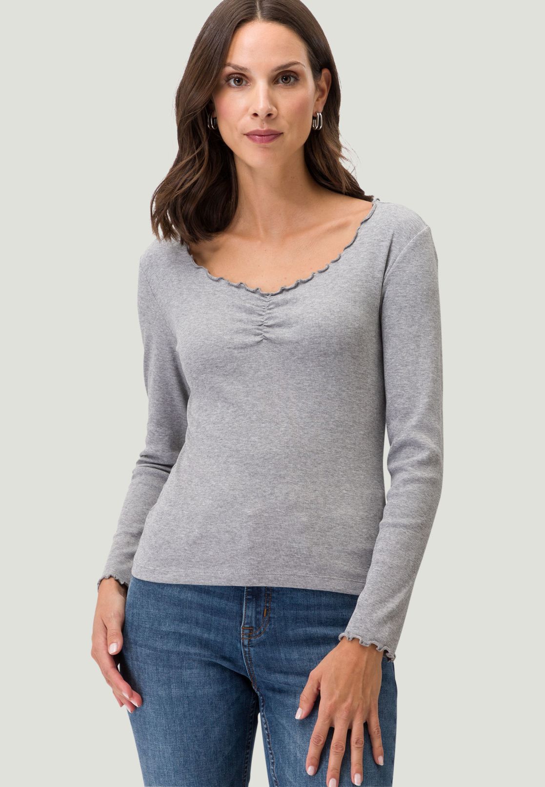 Shirt V-Ausschnitt mit Raffung