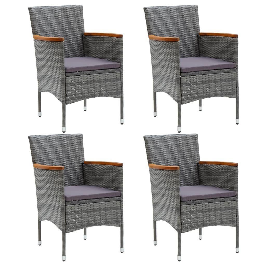 vidaXL Gartenstuhl Garten-Essstühle 4 Stk. Poly Rattan Grau (4 St)