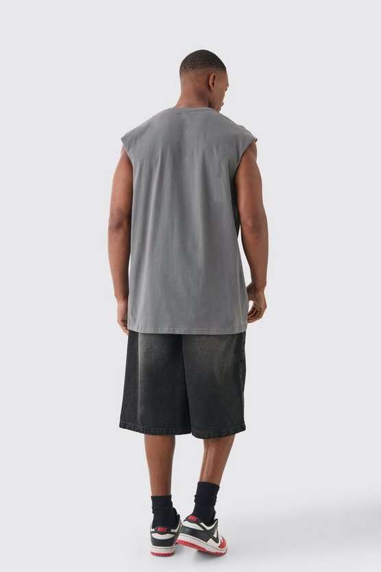 Oversize Tanktop mit Rolling Stones Print