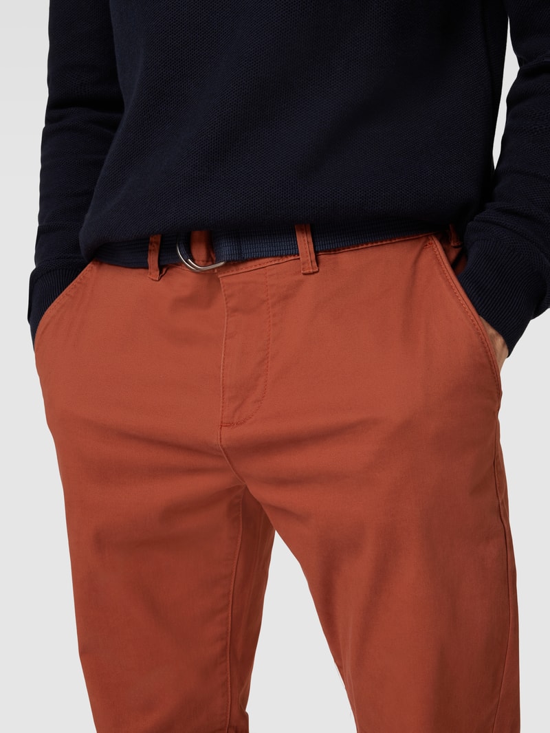 Stoffhose mit französischen Eingrifftaschen in rostrot