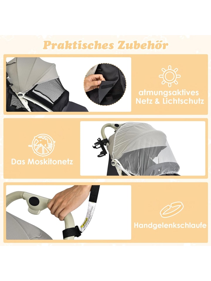 COSTWAY Kinderbuggy 0-36 Monate in Grau günstig kaufen onesize
