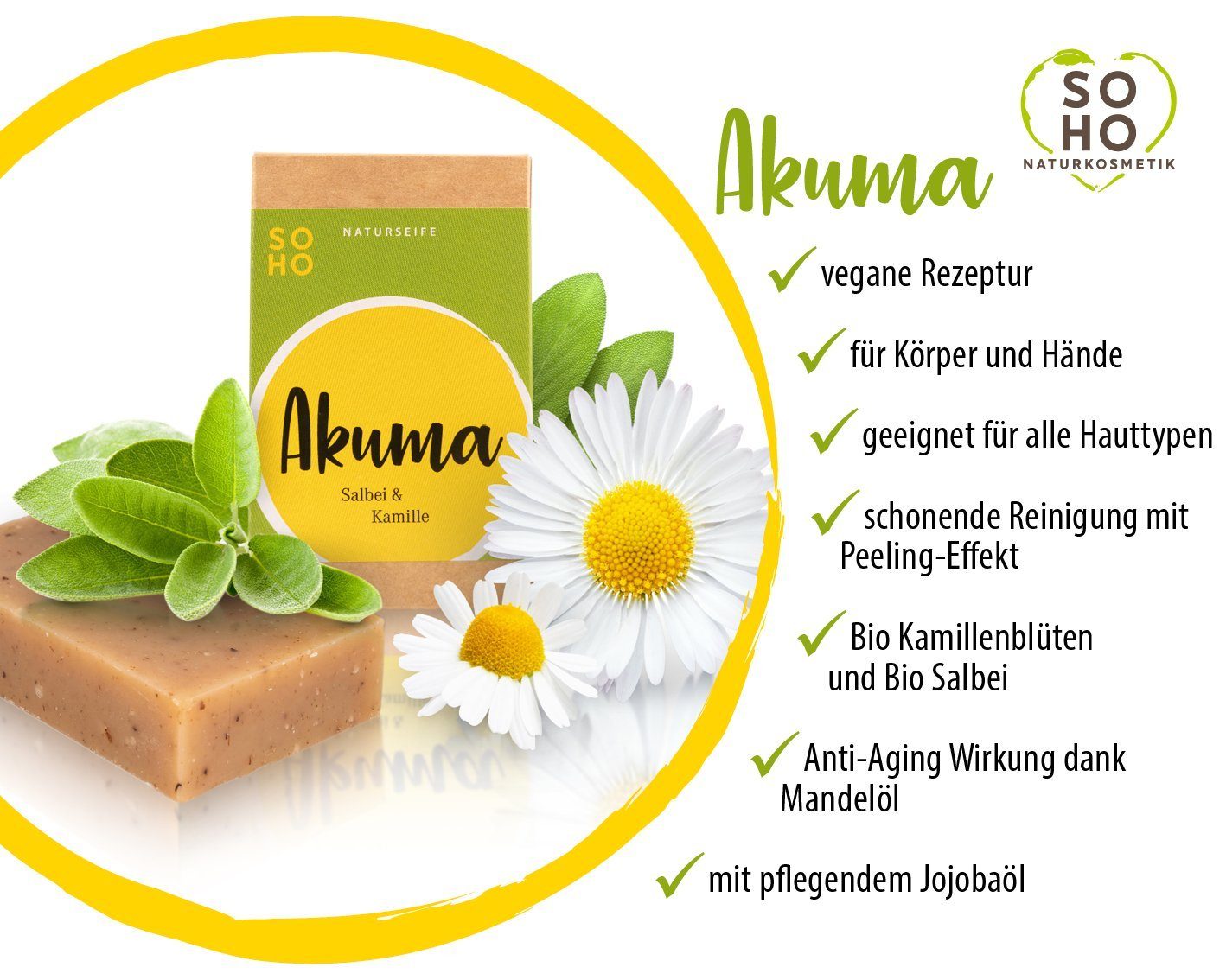 SOHO Naturkosmetik Seifen-Set KRÄUTER, 4 Duschseifen Kräuterwirkstoffe, traditionelle Siedekunst