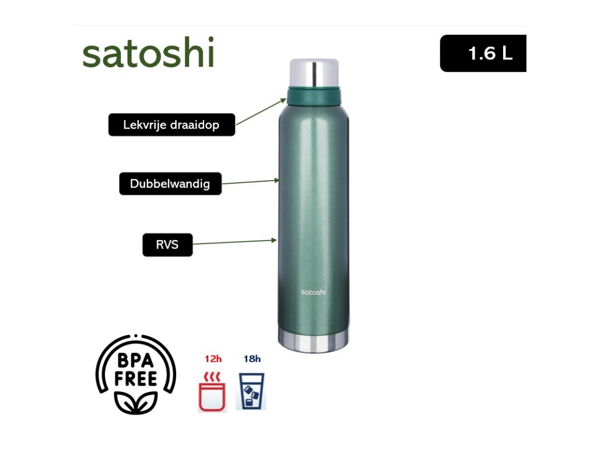 Satoshi Forest Green 1.6L Thermoskanne