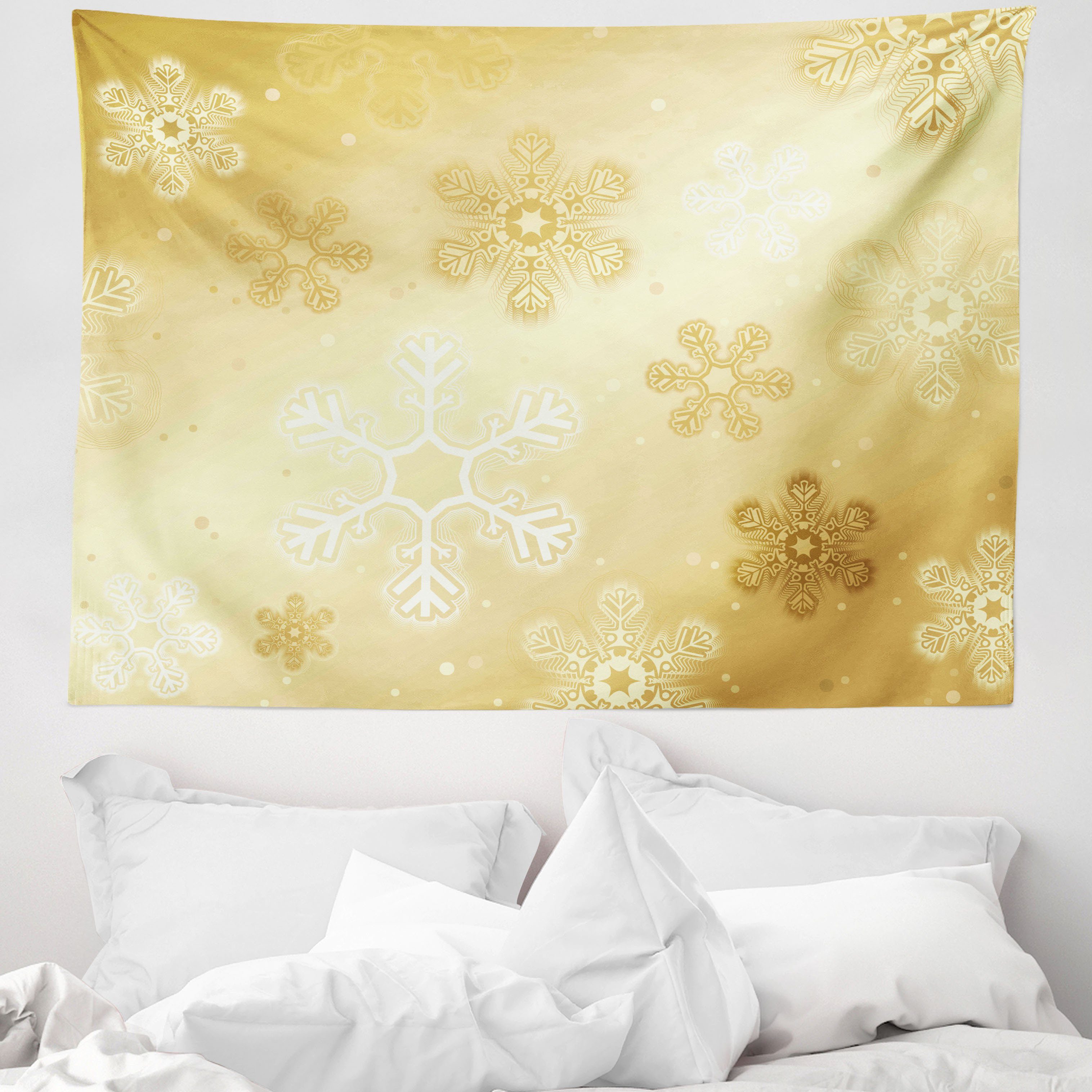 Wandteppich aus Weiches Mikrofaser Stoff Für das Wohn und Schlafzimmer, Abakuhaus, rechteckig, Weihnachten Schneeflocken Noel Yule