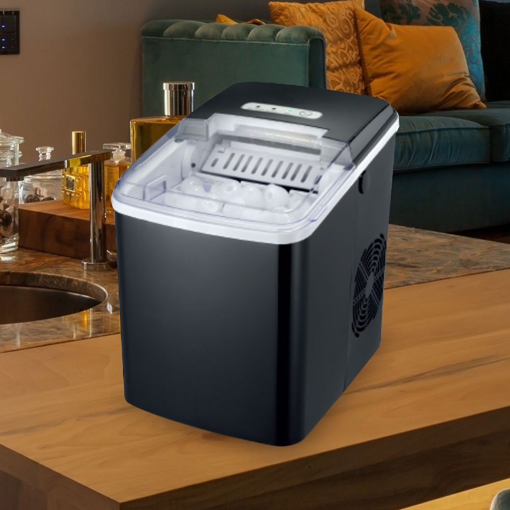 etc-shop Eiswürfelmaschine, Eiswürfel Maschine schwarz 1,85l Ice Cube Maker Leise 120W LED Anzeige