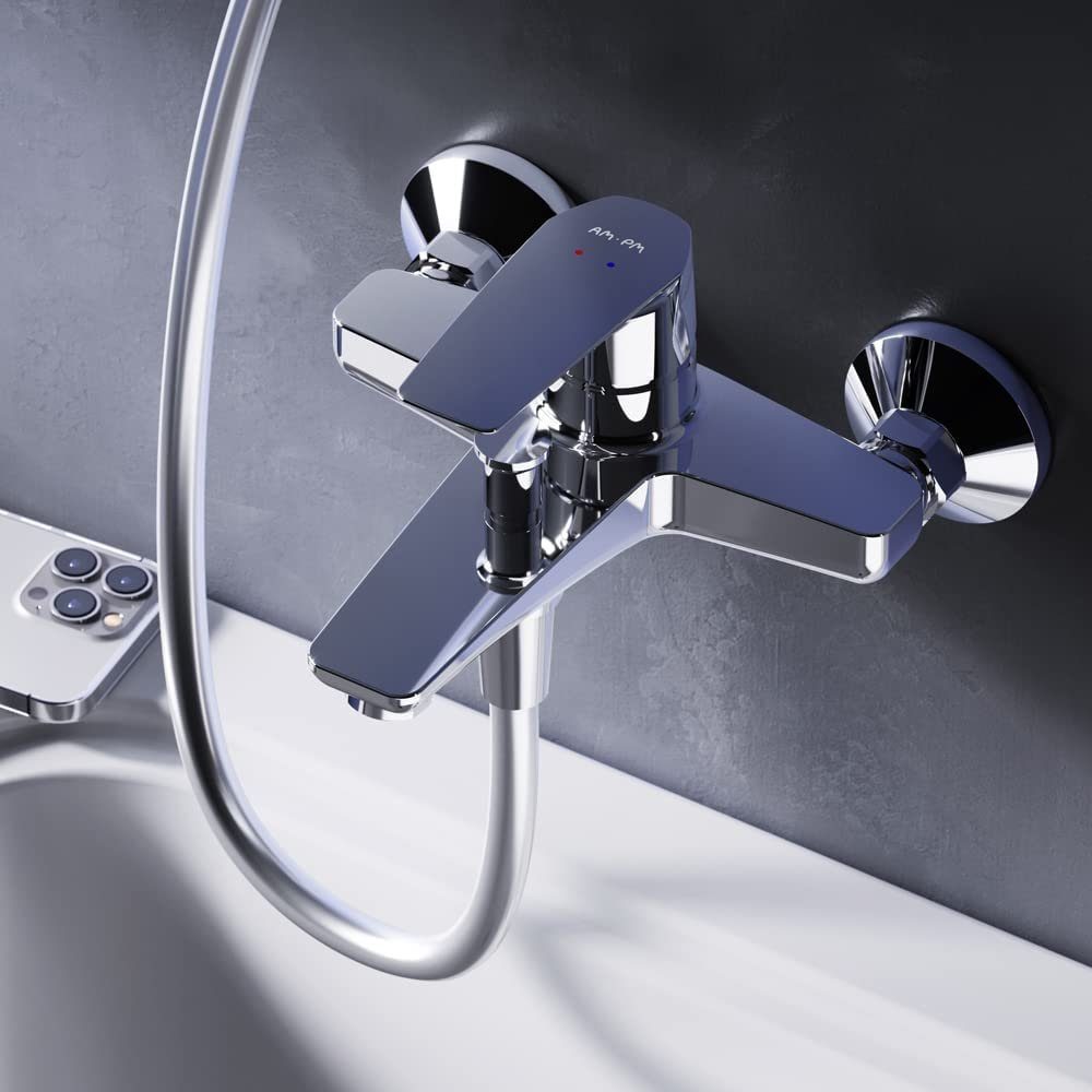 AM.PM Wannenarmatur Badewannenarmatur Gem Bad Armatur (Mischbatterie) Keramikkartusche 35mm, Mischbatterie Badewanne, Wasserhahn Bad