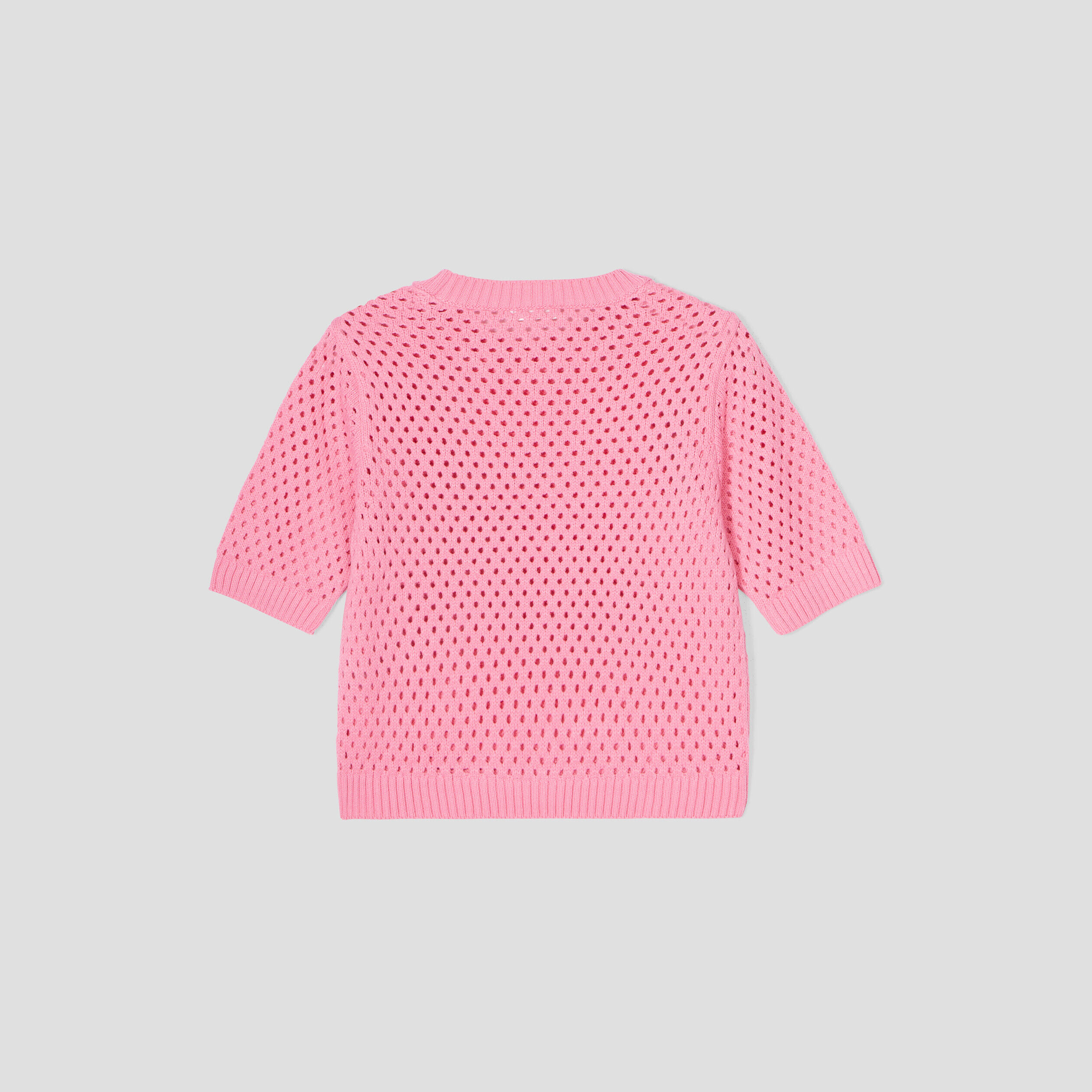 Pull manches courtes ajouré rose femme | Cache Cache