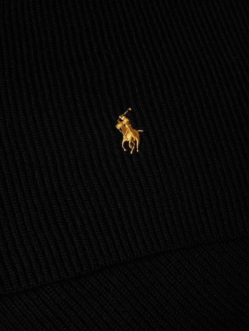 Schal mit Label-Stitching in schwarz