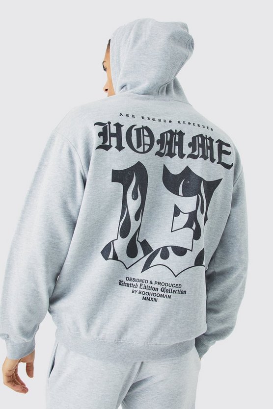 Oversize Hoodie mit Homme Print
