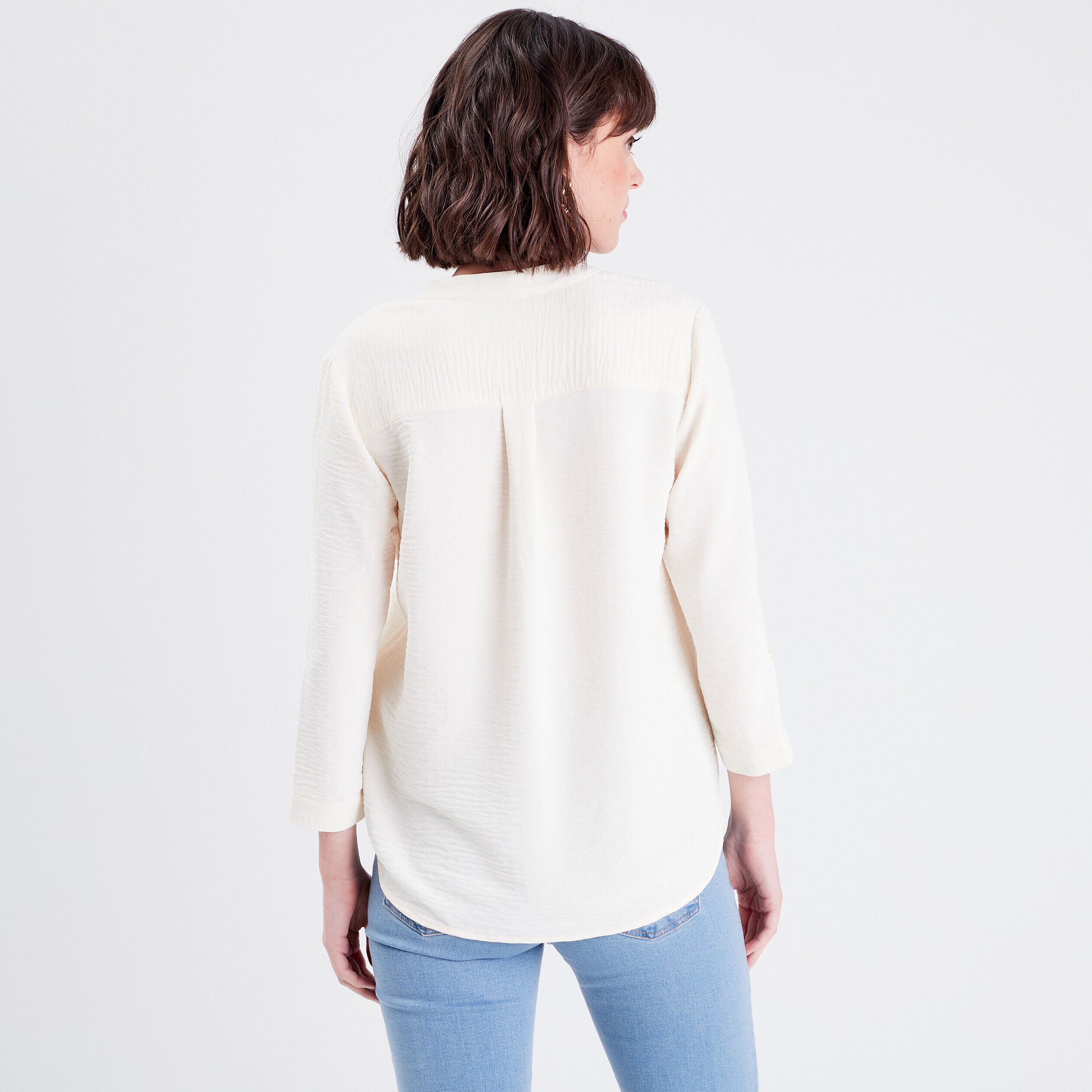 Chemise manches 3/4 ivoire femme | Cache Cache