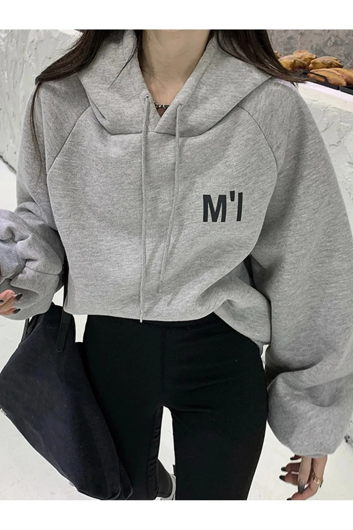Know  Graues Damen-Sweatshirt mit Print in Übergröße M
