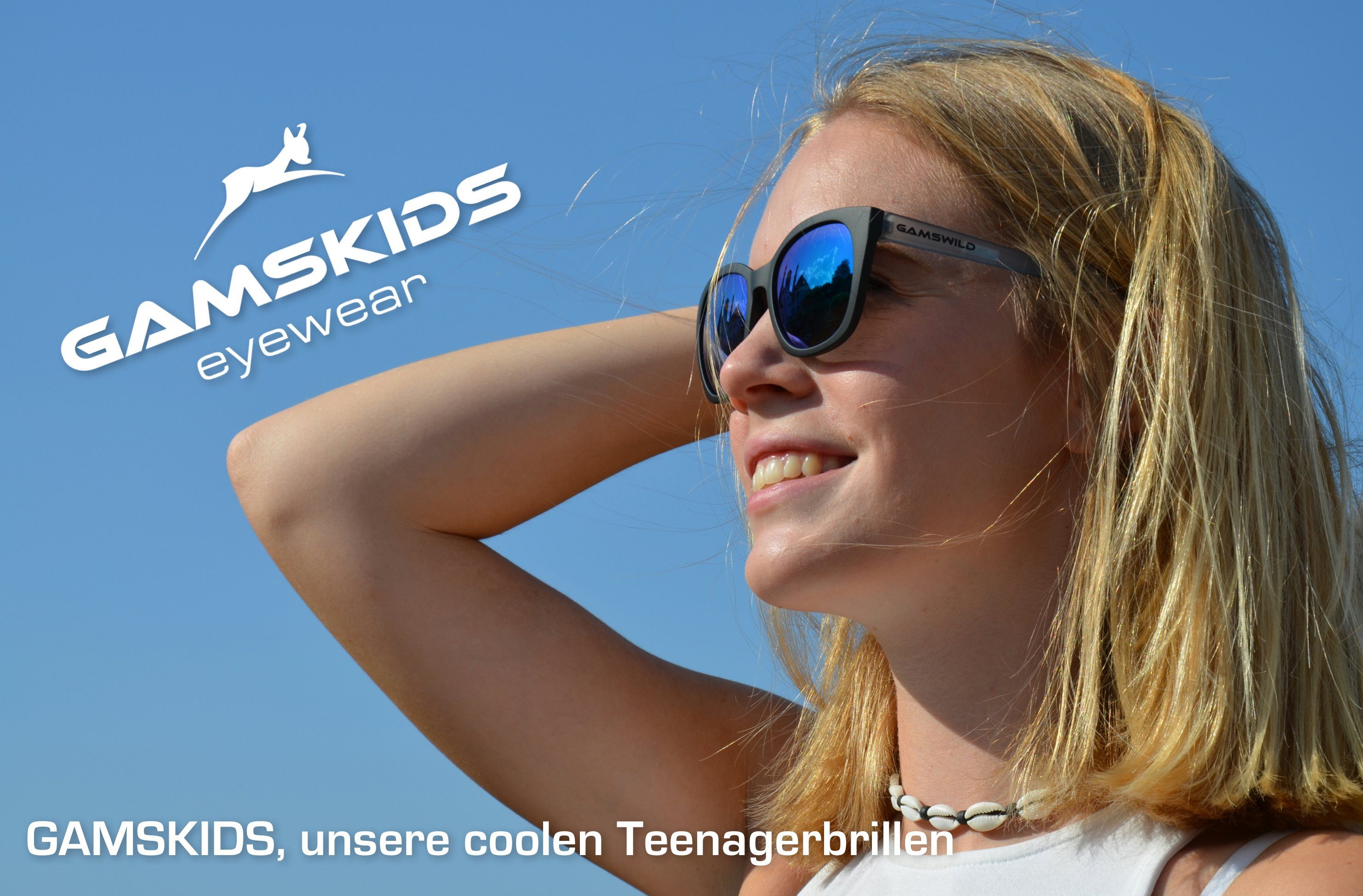 Gamswild Sonnenbrille WJ7517 GAMSKIDS Jugendbrille 8-18 Jahre Kinderbrille Mädchen Damen kids Unisex, blau, pink, grau halbtransparenter Rahmen