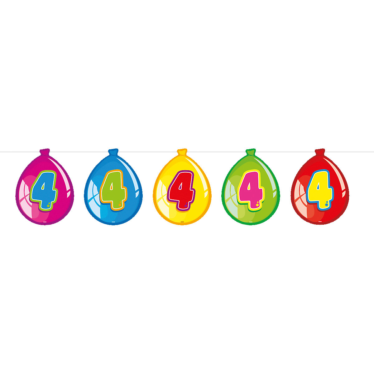 Wimpelkette Zahlenlufuballon 4, 10 m