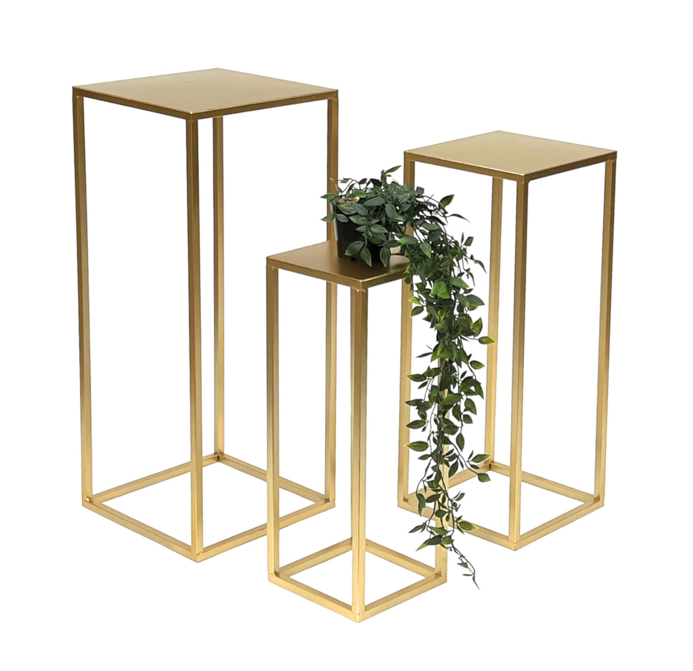 DanDiBo Blumenhocker Blumenhocker Metall Gold Eckig Blumenständer 96506 3er Set (3er Set)