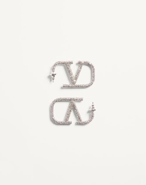 Brincos com a assinatura VLogo em metal e cristais Swarovski®